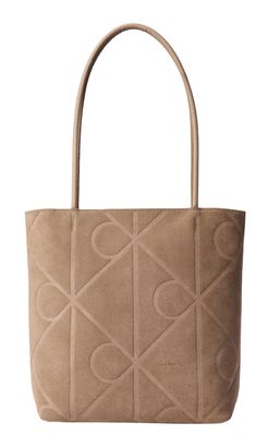 Calvin Klein Emblem AOP Suede Tote S Desert Taupe