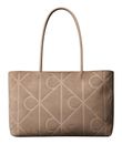 Calvin Klein Emblem AOP Embossed Suede Tote Desert Taupe