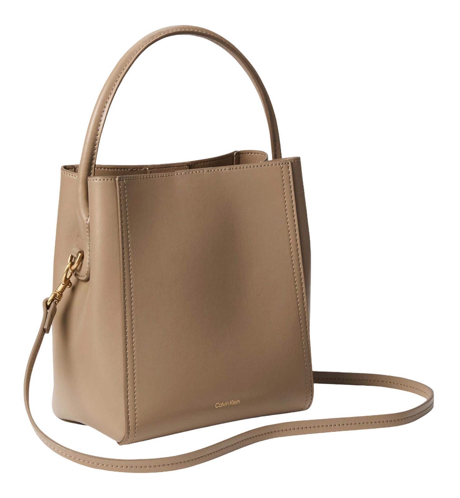 Calvin Klein Hardware Monogram Bucket With Strap Desert Taupe Calvin Klein Hardware Monogram Bucket With Strap Desert Taupe