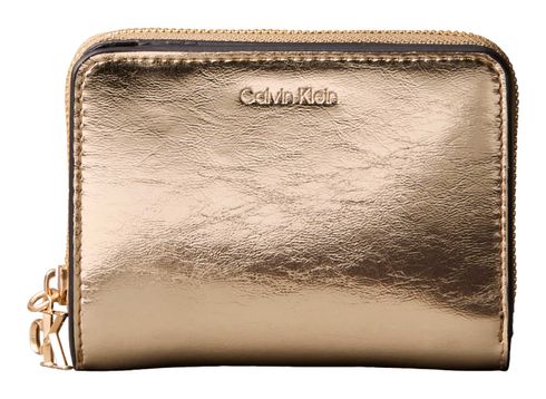 Calvin Klein CK Metallic Flap Zip Around Wallet Gold Metallic