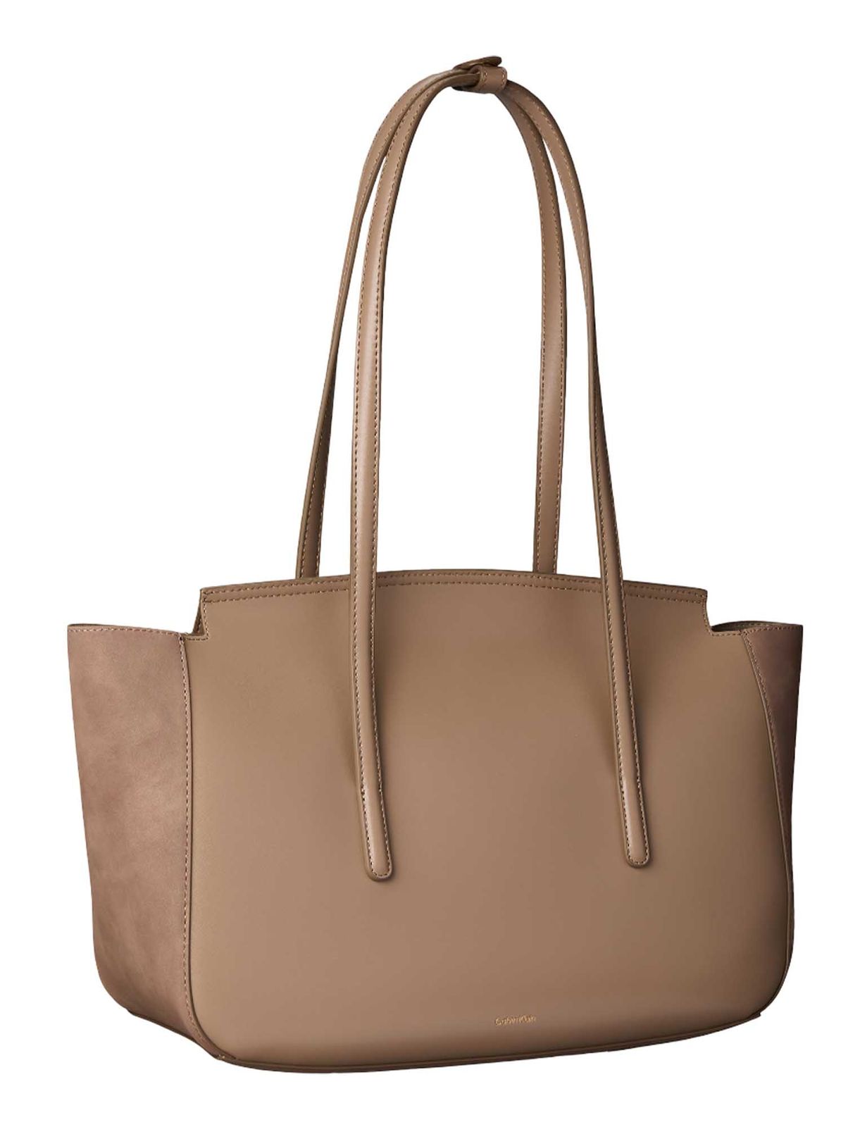 Calvin Klein Hardware Brushed Flap Tote Bag Desert Taupe Calvin Klein Hardware Brushed Flap Tote Bag Desert Taupe