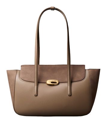 Calvin Klein Hardware Brushed Flap Tote Bag Desert Taupe