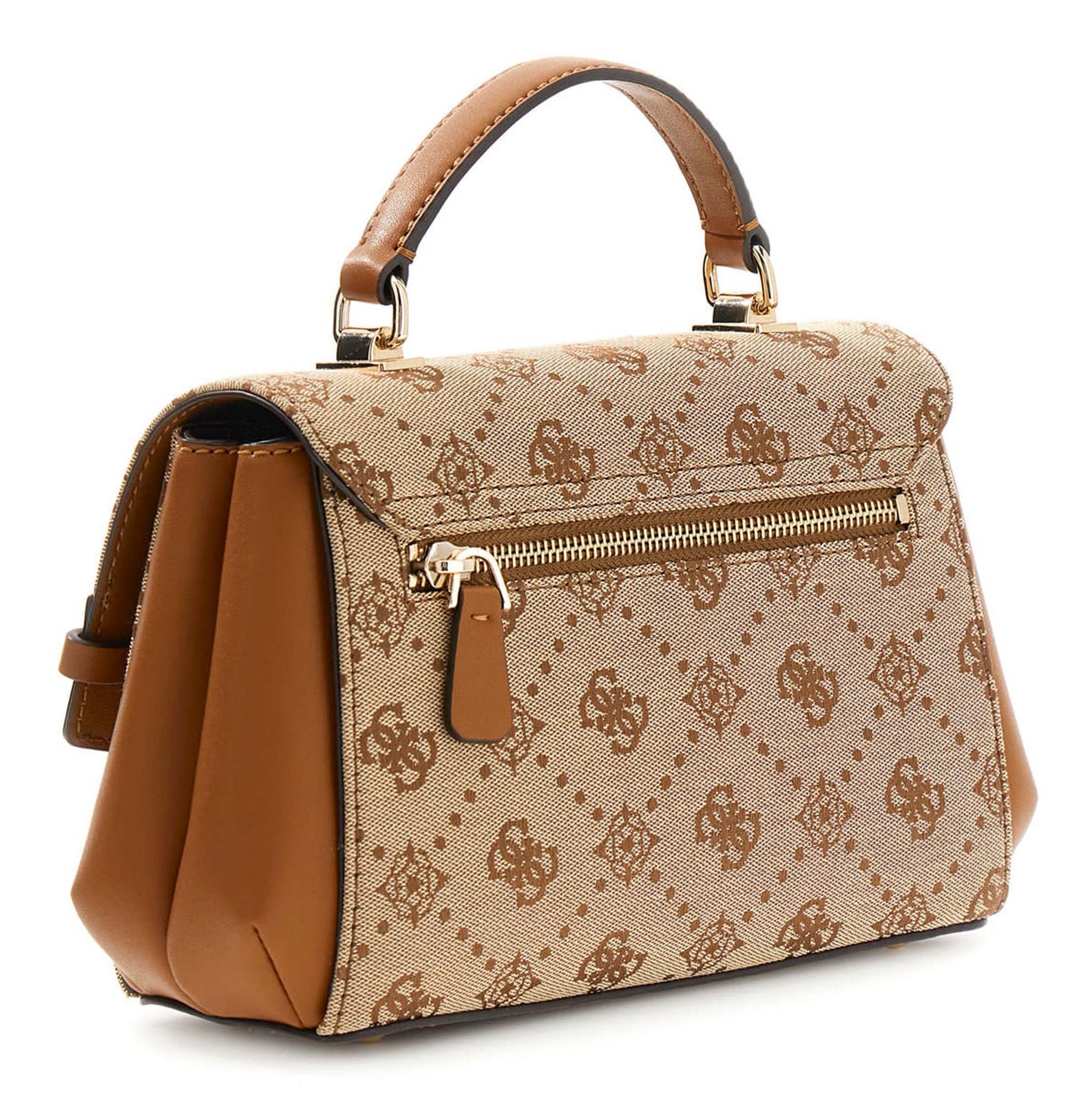 GUESS Melinda Logo Top Handle Bag Latte Logo GUESS Melinda Logo Top Handle Bag Latte Logo