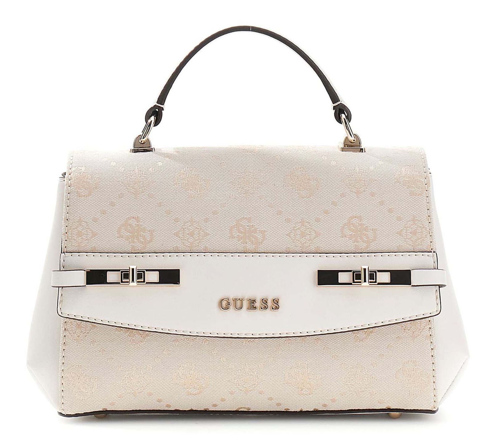 GUESS Melinda Logo Top Handle Bag Cream White Logo GUESS Melinda Logo Top Handle Bag Cream White Logo