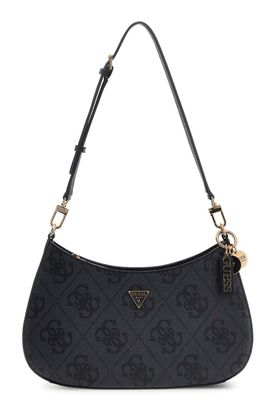 GUESS Noelle II Top Zipper Shoulder Bag Coal Logo GUESS Noelle II Top Zipper Shoulder Bag Coal Logo