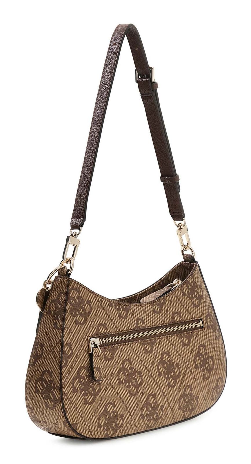GUESS Noelle II Top Zipper Shoulder Bag Latte Logo / Brown GUESS Noelle II Top Zipper Shoulder Bag Latte Logo / Brown