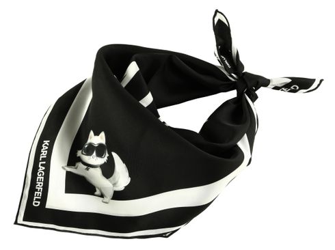 KARL LAGERFELD Ikon Signature Silk Scarf Black