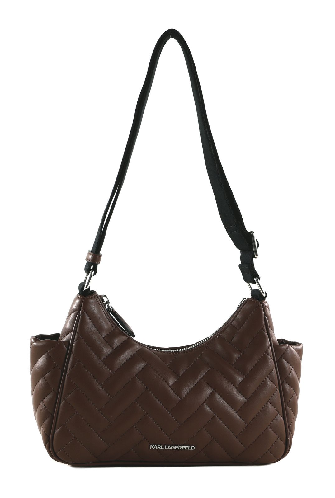 KARL LAGERFELD COTE D AZUR Zip Shoulder Bag Dark Friar Brown