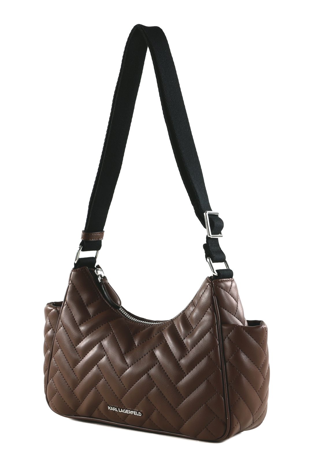 KARL LAGERFELD COTE D AZUR Zip Shoulder Bag Dark Friar Brown KARL LAGERFELD COTE D AZUR Zip Shoulder Bag Dark Friar Brown