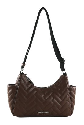 KARL LAGERFELD COTE D AZUR Zip Shoulder Bag Dark Friar Brown