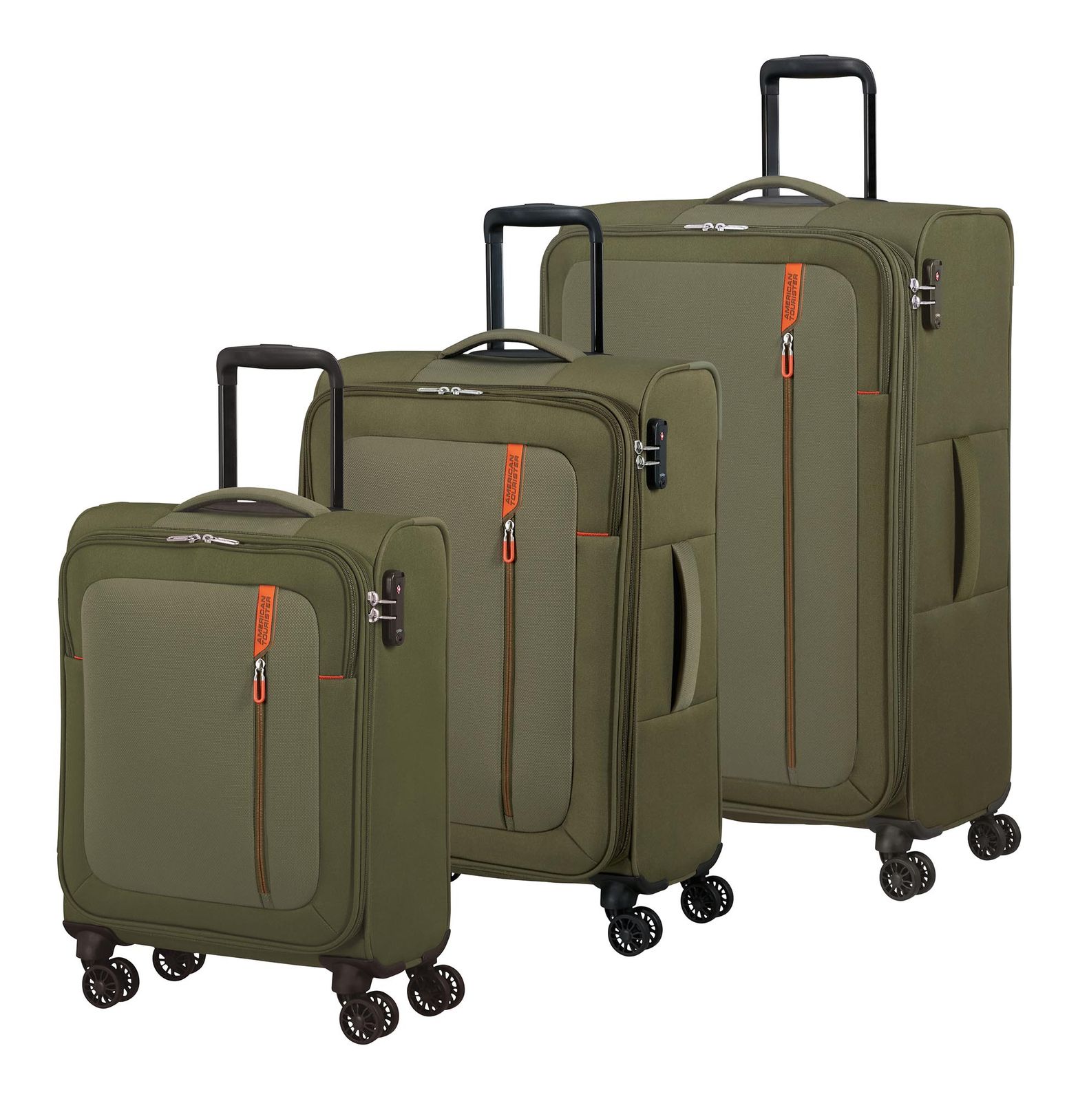 American Tourister Nitestream 3 PC Set A Olive / Orange American Tourister Nitestream 3 PC Set A Olive / Orange