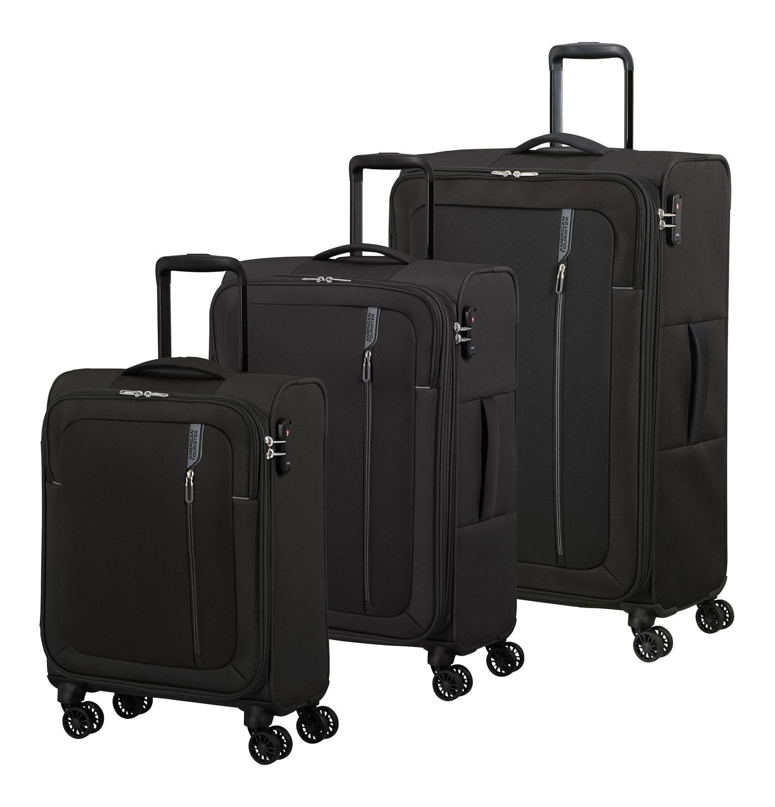 American Tourister Nitestream 3 PC Set A Black / Grey American Tourister Nitestream 3 PC Set A Black / Grey