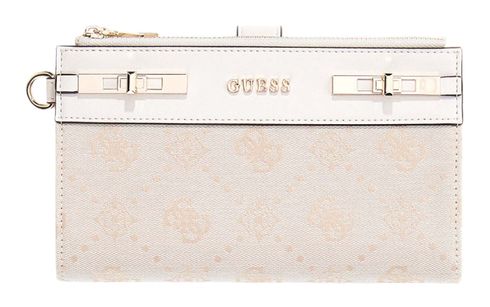 GUESS Melinda Logo SLG Double Zip Organizer Creme White Logo GUESS Melinda Logo SLG Double Zip Organizer Creme White Logo