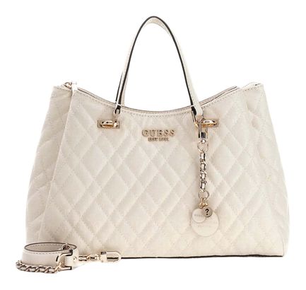 GUESS Isemay Girlfriend Shoulder Satchel Cream White