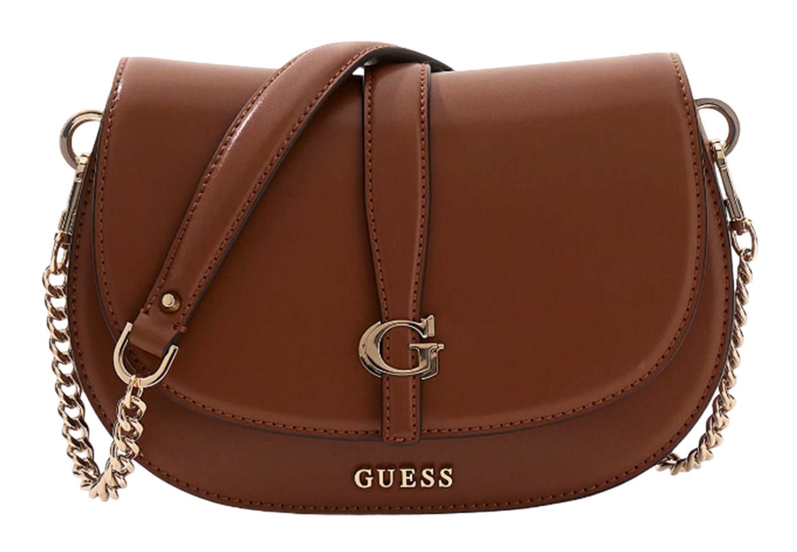 GUESS Carrie Flap Shoulder Bag Cognac
