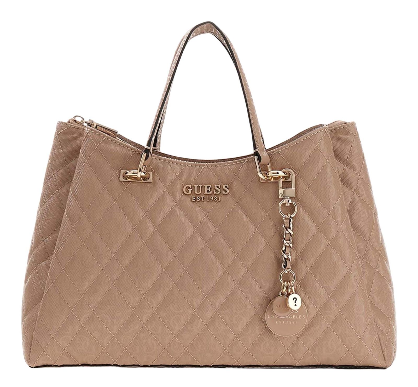 GUESS Isemay Girlfriend Shoulder Satchel Pale Mocha GUESS Isemay Girlfriend Shoulder Satchel Pale Mocha
