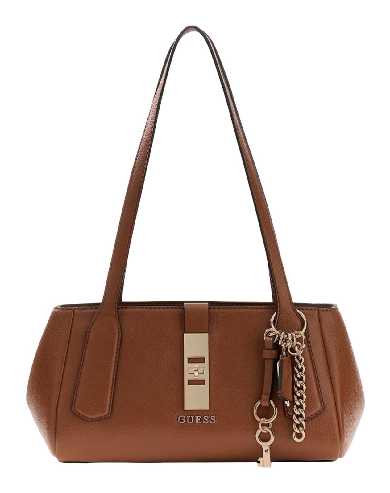 GUESS Brooke Shoulder Satchel Bag Cognac