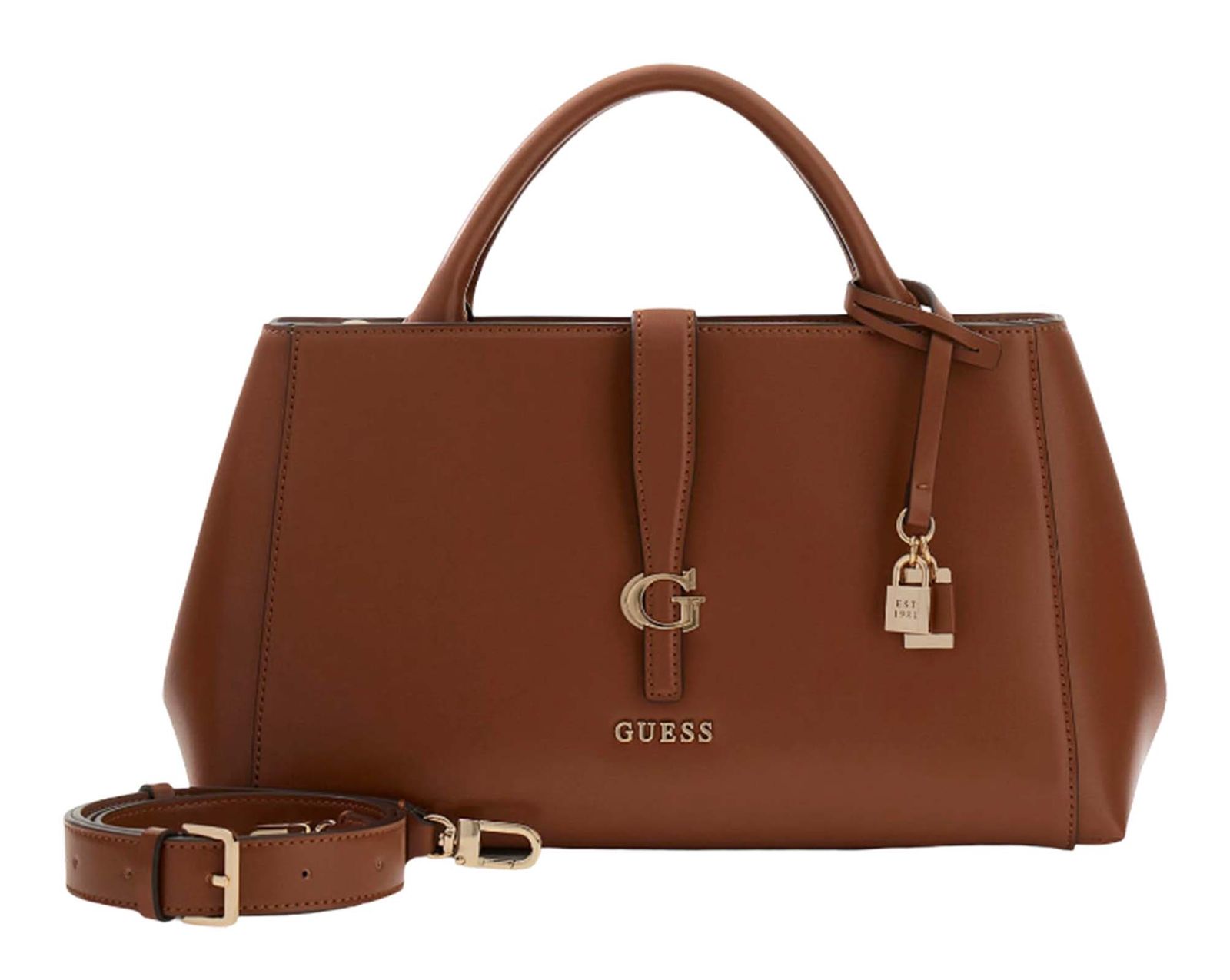 GUESS Carrie Girlfriend Satchel Cognac