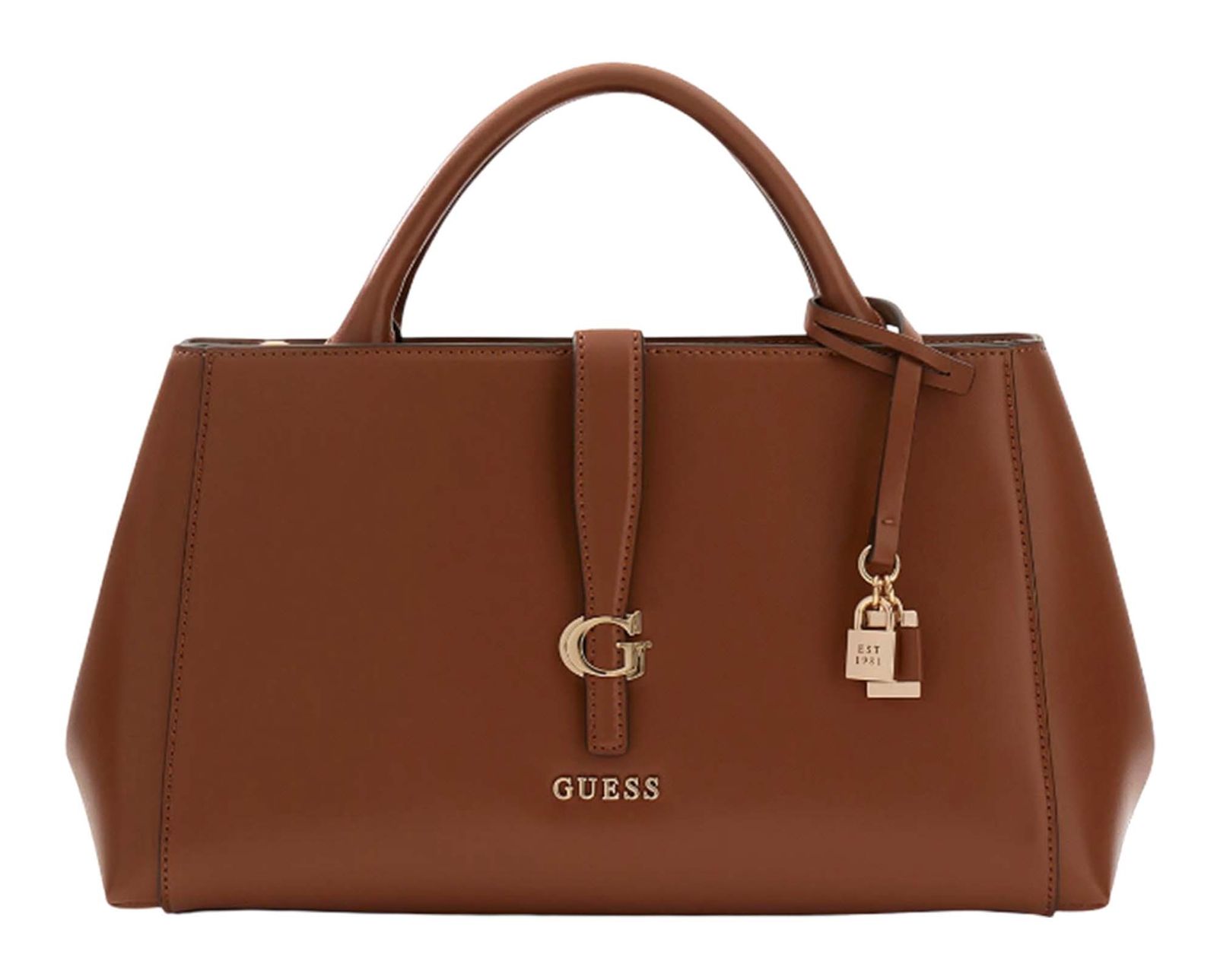 GUESS Carrie Girlfriend Satchel Cognac GUESS Carrie Girlfriend Satchel Cognac