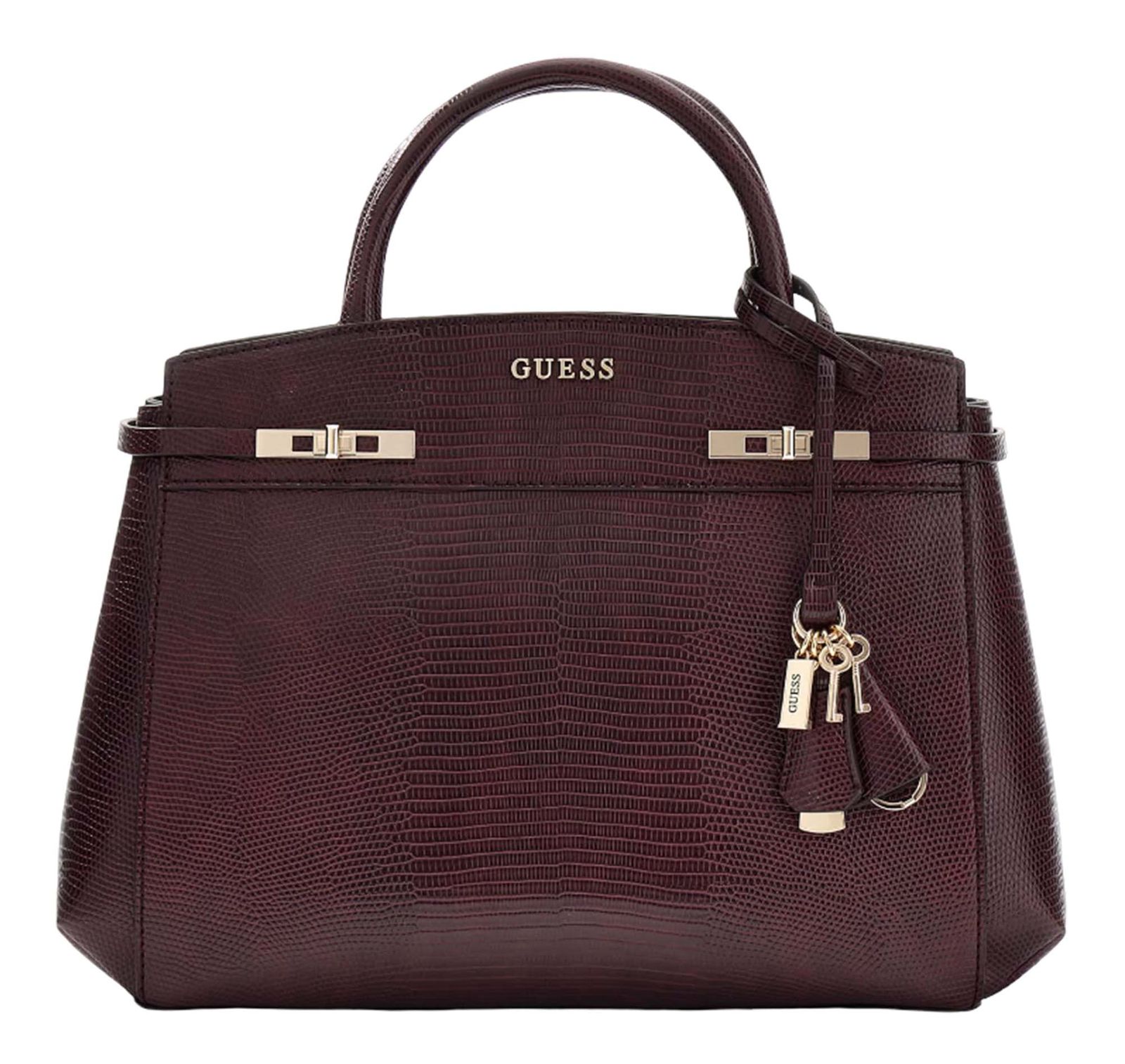 GUESS Melinda Triple Compartment Satchel Burgundy GUESS Melinda Triple Compartment Satchel Burgundy