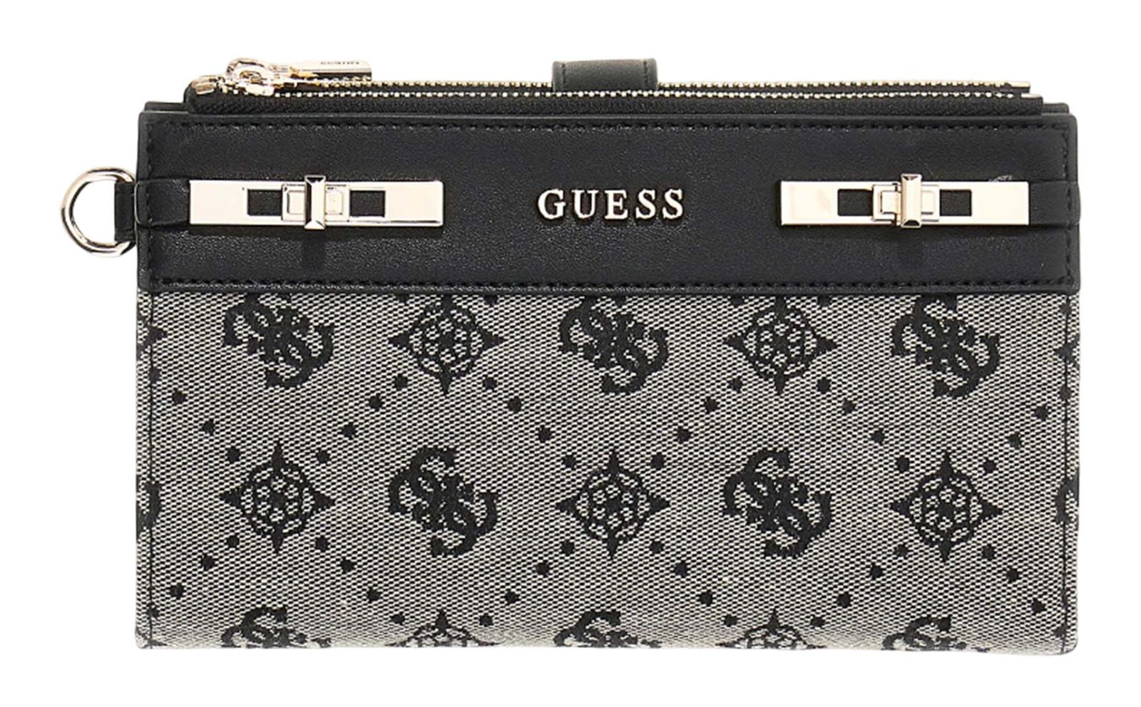 GUESS Melinda Logo SLG Double Zip Organizer Black Logo