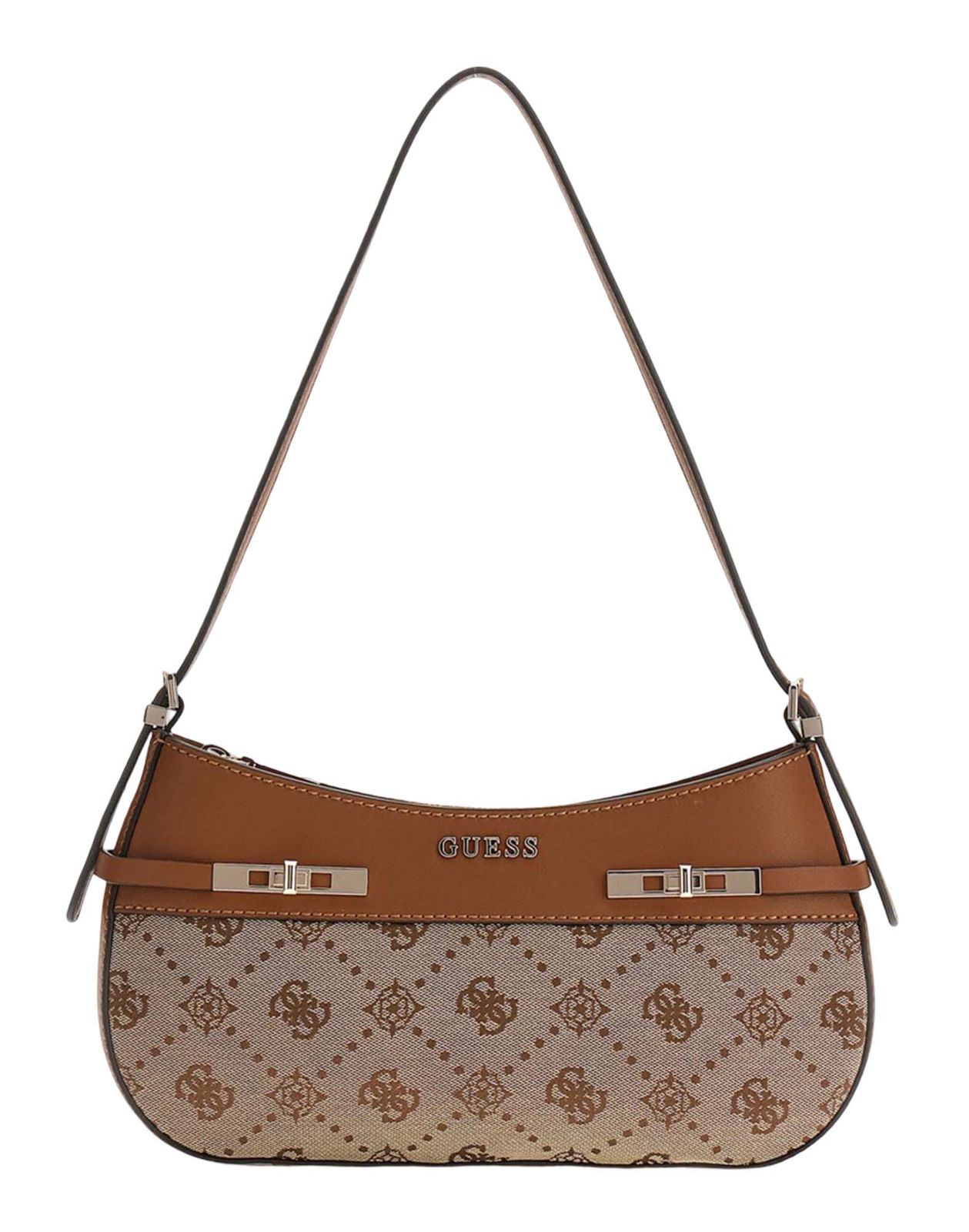 GUESS Melinda Logo Shoulder Bag Latte Logo