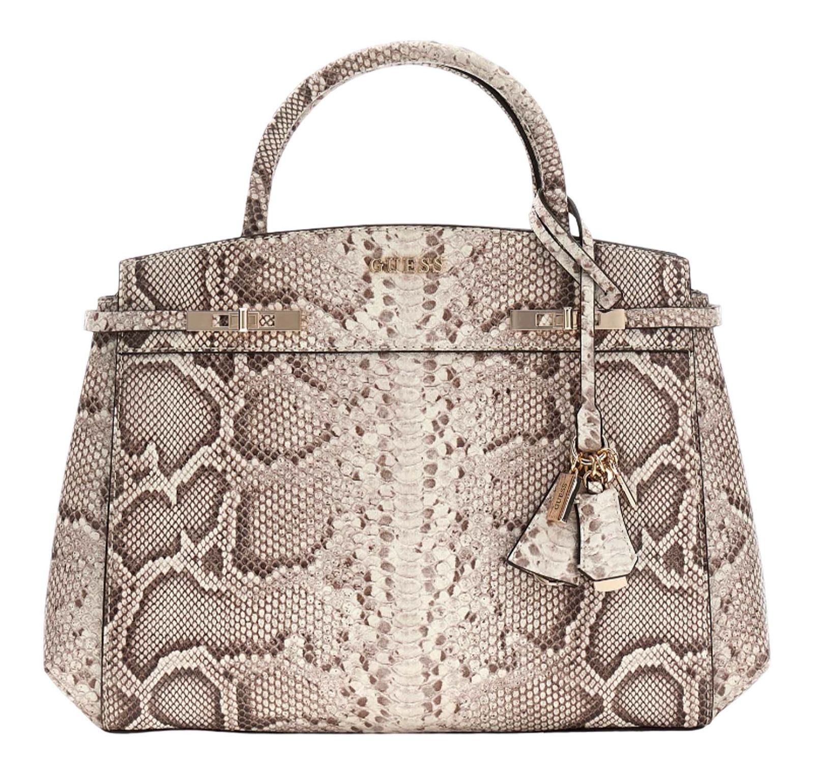 GUESS Melinda Triple Compartment Satchel Natural