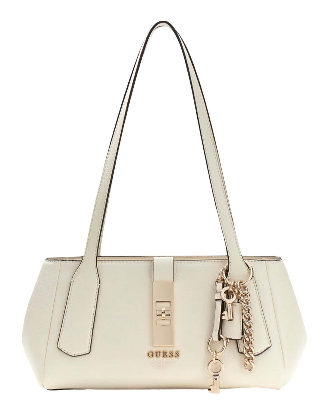 GUESS Brooke Shoulder Satchel Bag Cream White