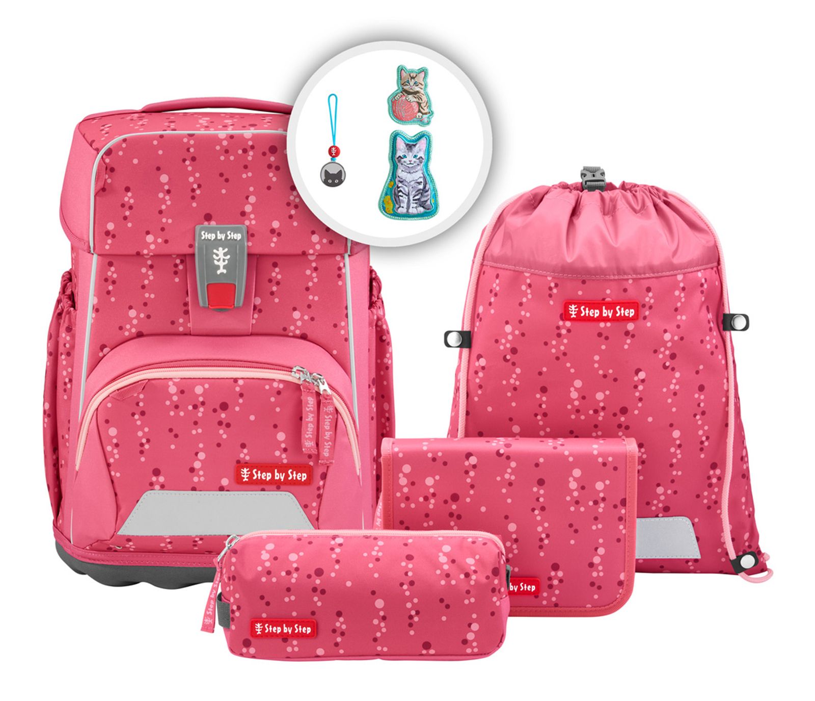 Step by Step Basis Schulranzen-Set 4-teilig Pink Bubble