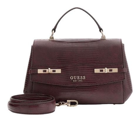 GUESS Melinda Top Handle Flap Bag Burgundy