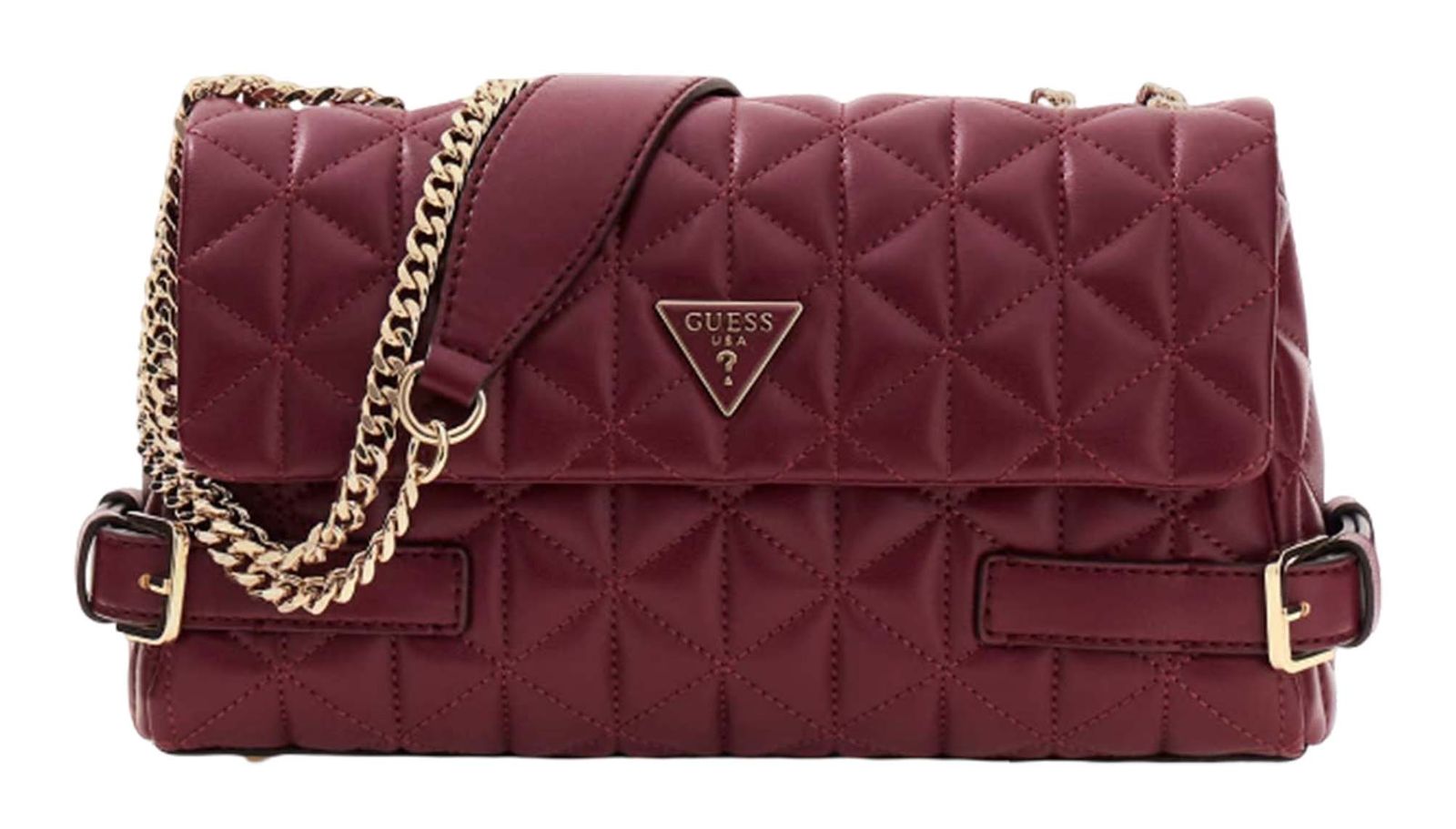 GUESS Paisleigh Convertible Xbody Flap Bag Burgundy