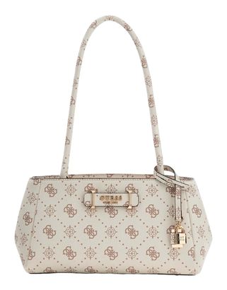 GUESS Carrie Logo Girlfriend Shoulder Satchel Bag Vanilla Logo GUESS Carrie Logo Girlfriend Shoulder Satchel Bag Vanilla Logo