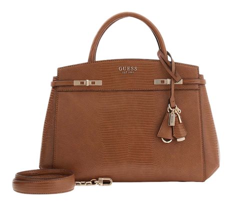 GUESS Melinda Triple Compartment Satchel Cognac