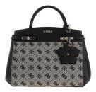 GUESS Melinda Logo Tri Compartment Satchel Black Logo