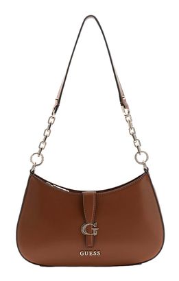 GUESS Carrie Top Zip Shoulder Bag Cognac