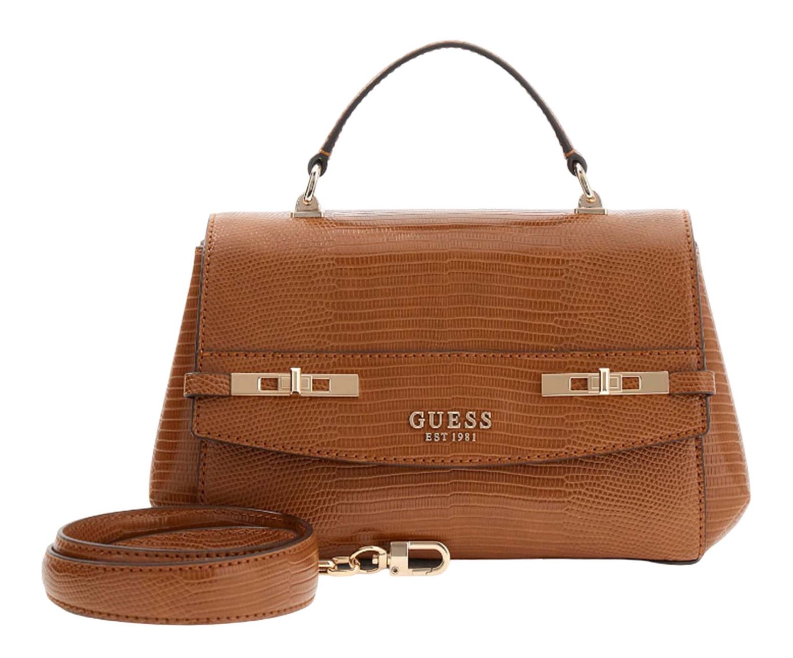 GUESS Melinda Top Handle Flap Bag Cognac