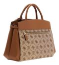 GUESS Melinda Logo Tri Compartment Satchel Latte Logo