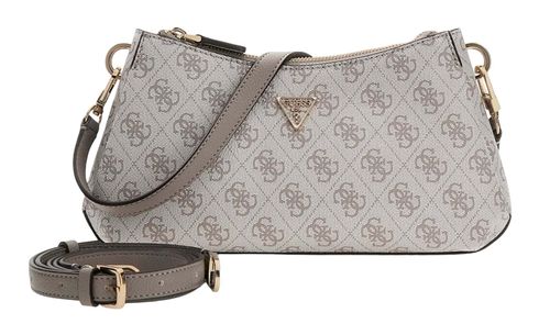 GUESS Noelle II Tri Compartment Shoulder Crossbody Bag Dark Taupe Logo