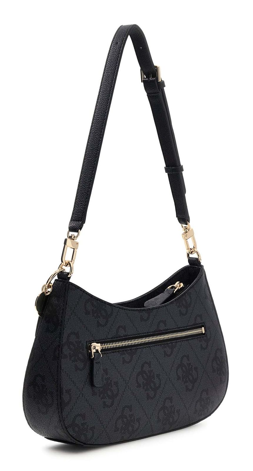 GUESS Noelle II Top Zipper Shoulder Bag Coal Logo GUESS Noelle II Top Zipper Shoulder Bag Coal Logo