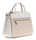 GUESS Melinda Logo Tri Compartment Satchel Cream White Logo