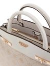 GUESS Melinda Logo Tri Compartment Satchel Cream White Logo