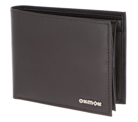 oxmox Leather RFID Protect Querscheinbörse Pure 2.0 Metal Square Brown