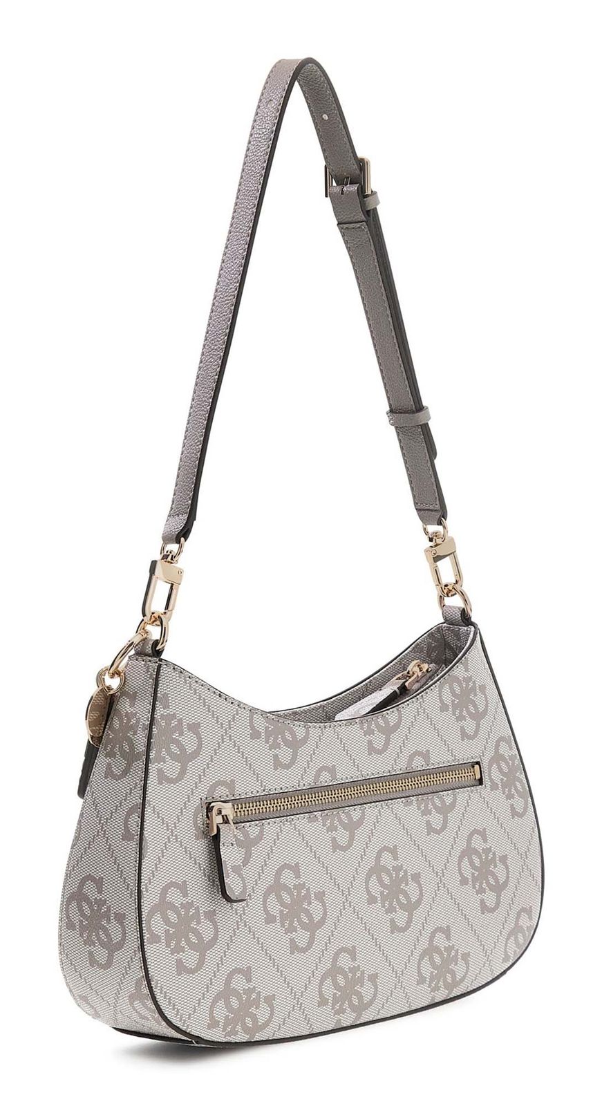 GUESS Noelle II Top Zipper Shoulder Bag Dark Taupe Logo GUESS Noelle II Top Zipper Shoulder Bag Dark Taupe Logo