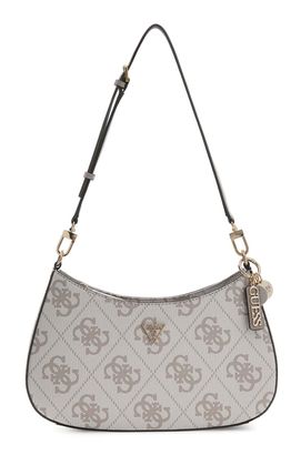 GUESS Noelle II Top Zipper Shoulder Bag Dark Taupe Logo