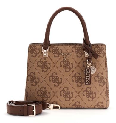 GUESS Noelle II Multi Compartment Satchel S Latte Logo / Brown