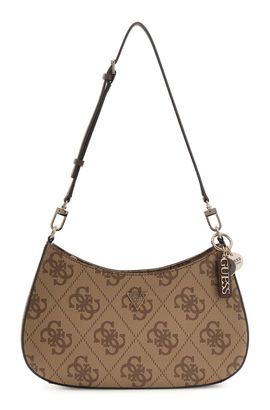 GUESS Noelle II Top Zipper Shoulder Bag Latte Logo / Brown