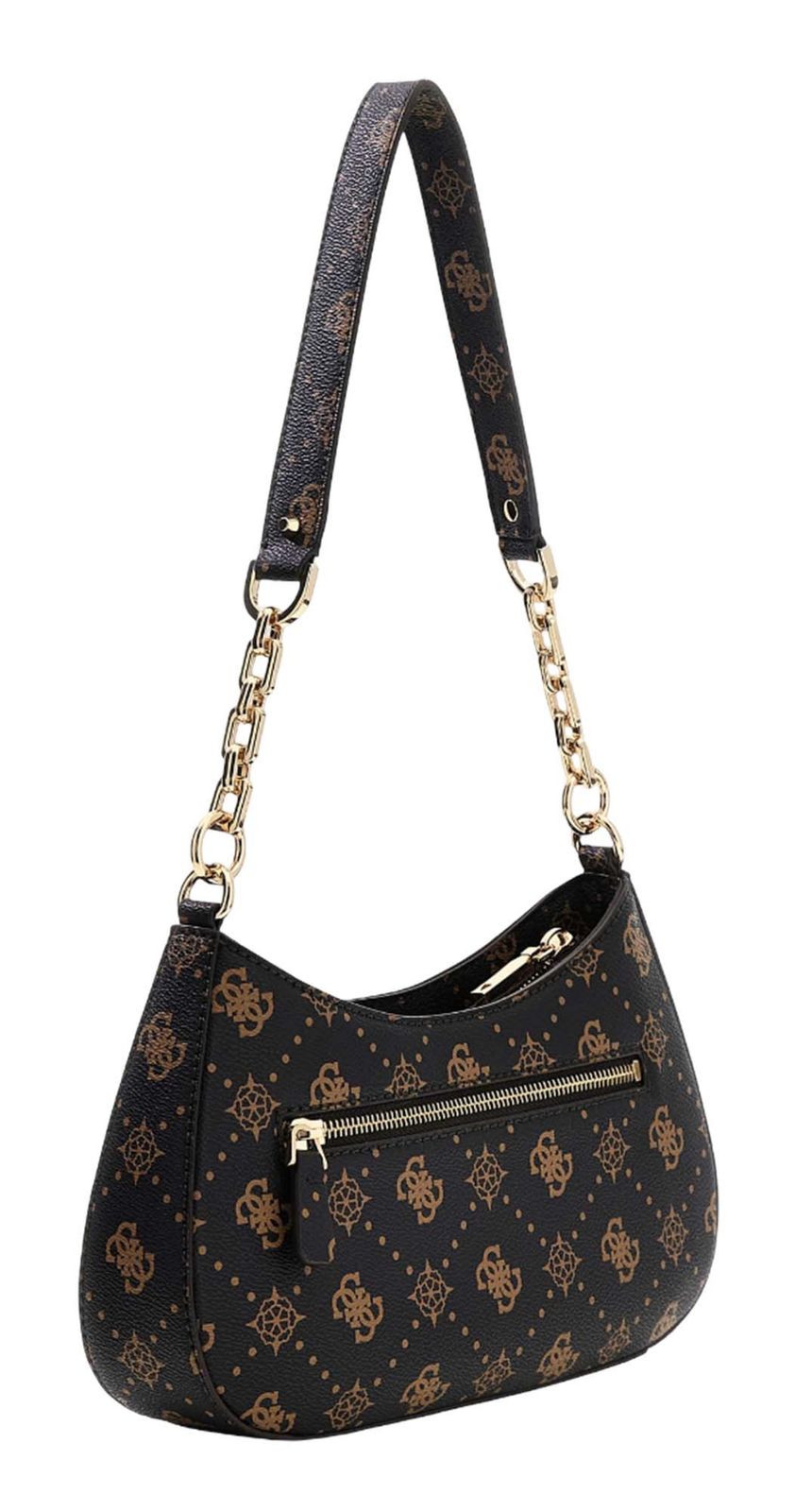 GUESS Carrie Logo Top Zip Shoulder Bag Espresso Logo GUESS Carrie Logo Top Zip Shoulder Bag Espresso Logo