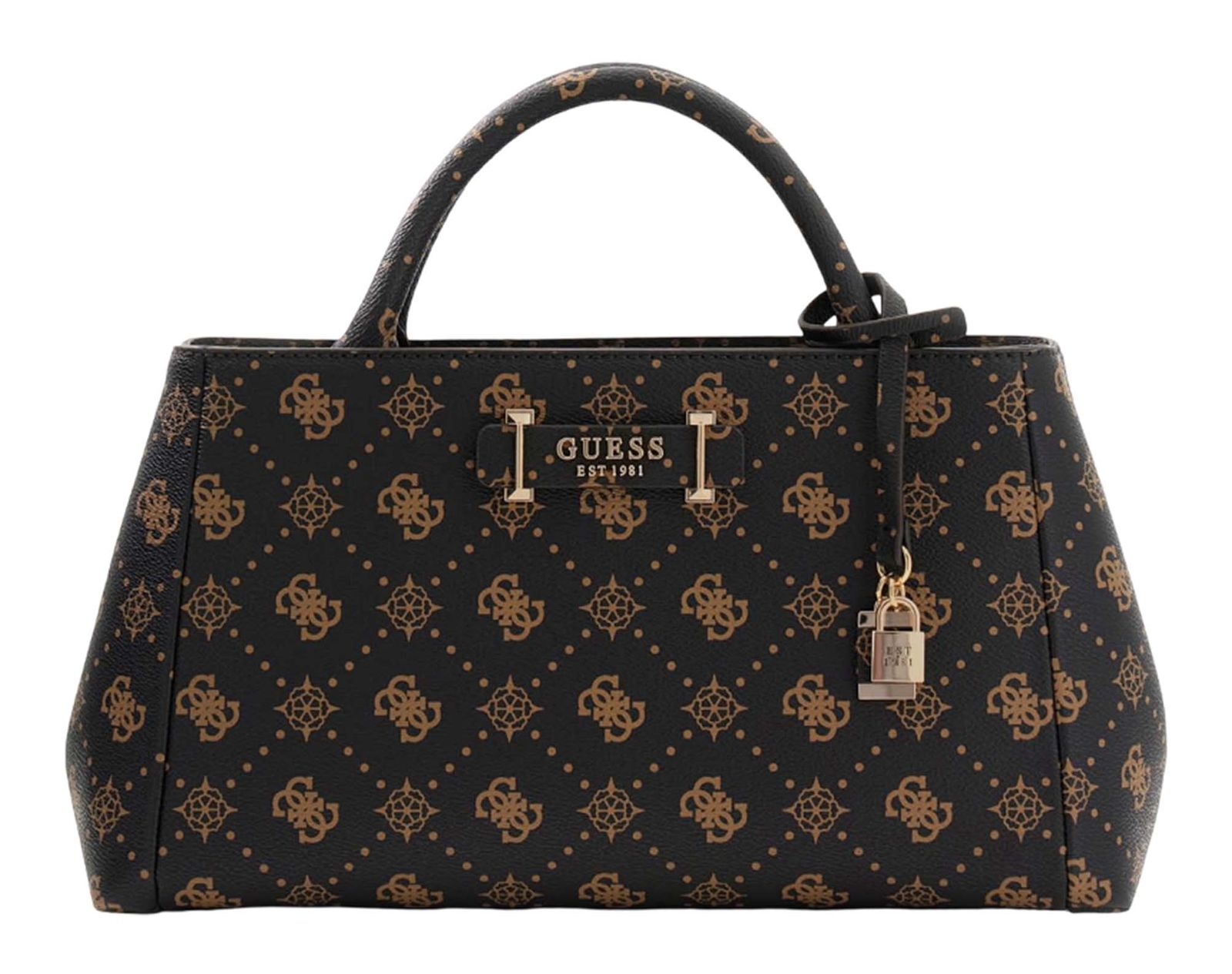 GUESS Carrie Logo Girlfriend Satchel Espresso Logo GUESS Carrie Logo Girlfriend Satchel Espresso Logo