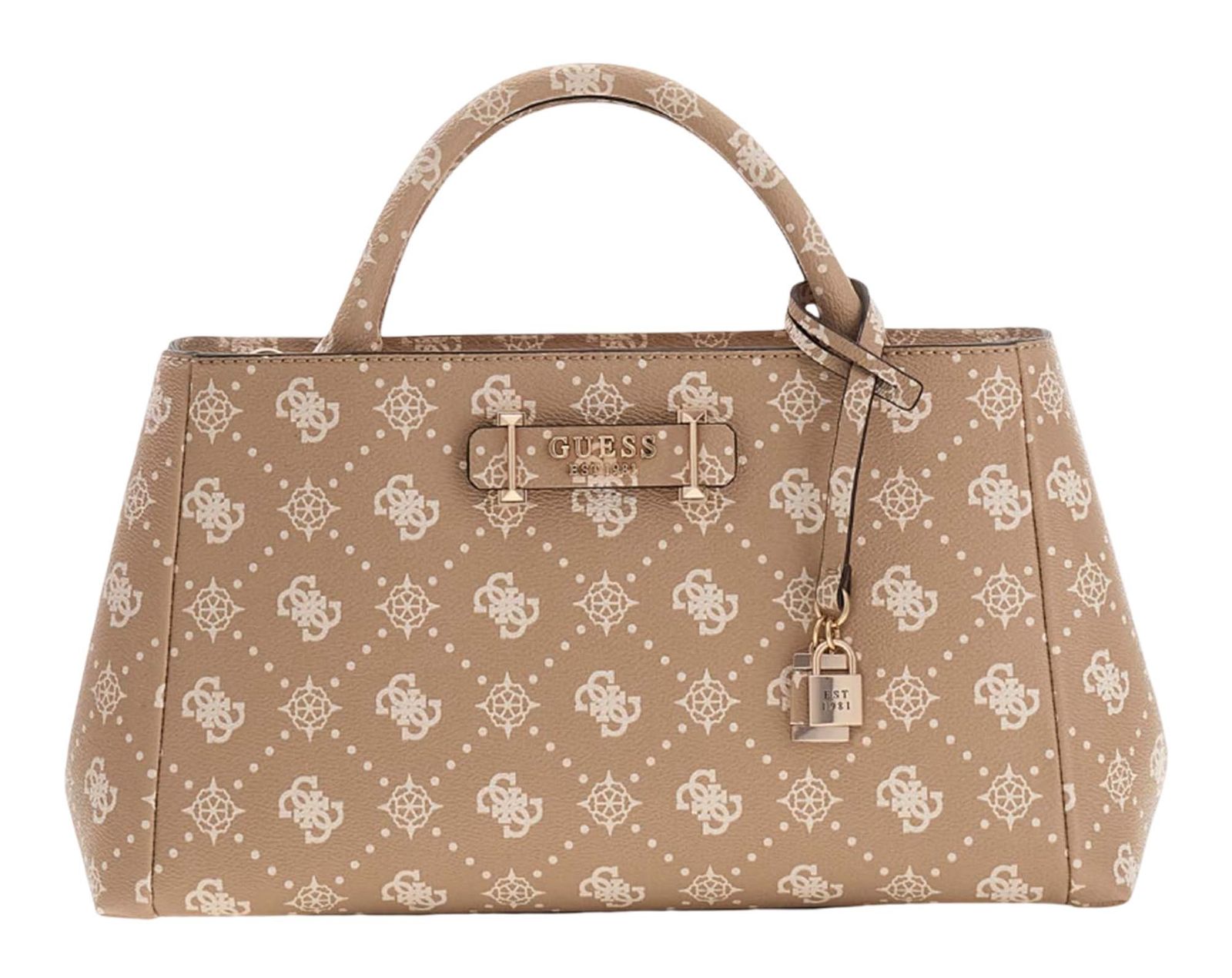 GUESS Carrie Logo Girlfriend Satchel Biscotti Logo GUESS Carrie Logo Girlfriend Satchel Biscotti Logo