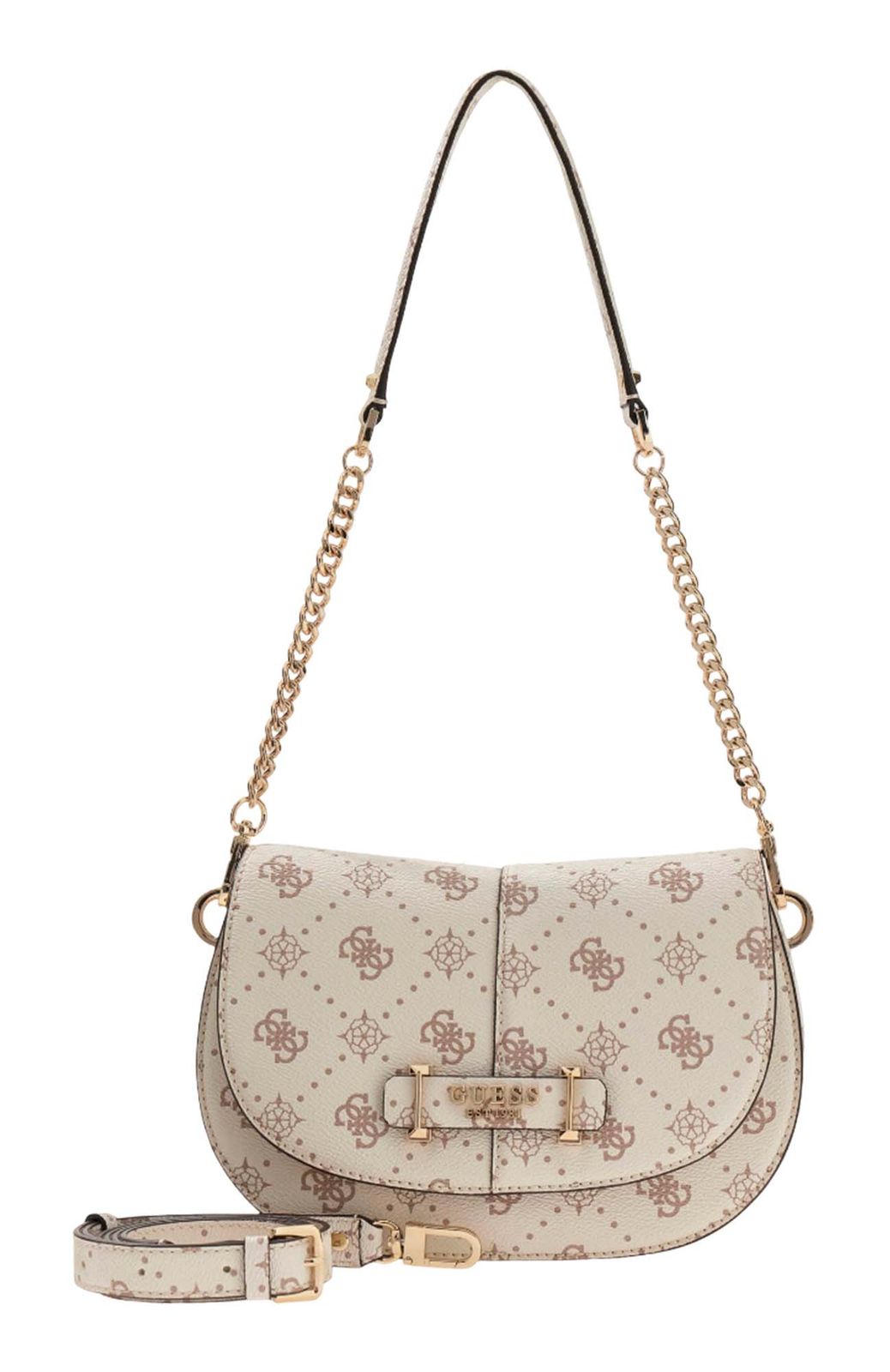 GUESS Carrie Logo Flap Shoulder Bag Vanilla Logo